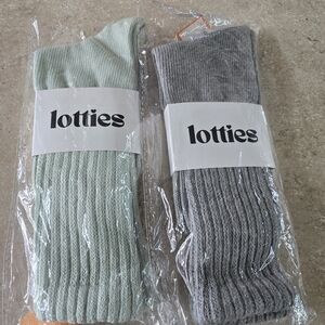 Lotties Ribbed Socks Set - Mint and Gray Sz 8-11